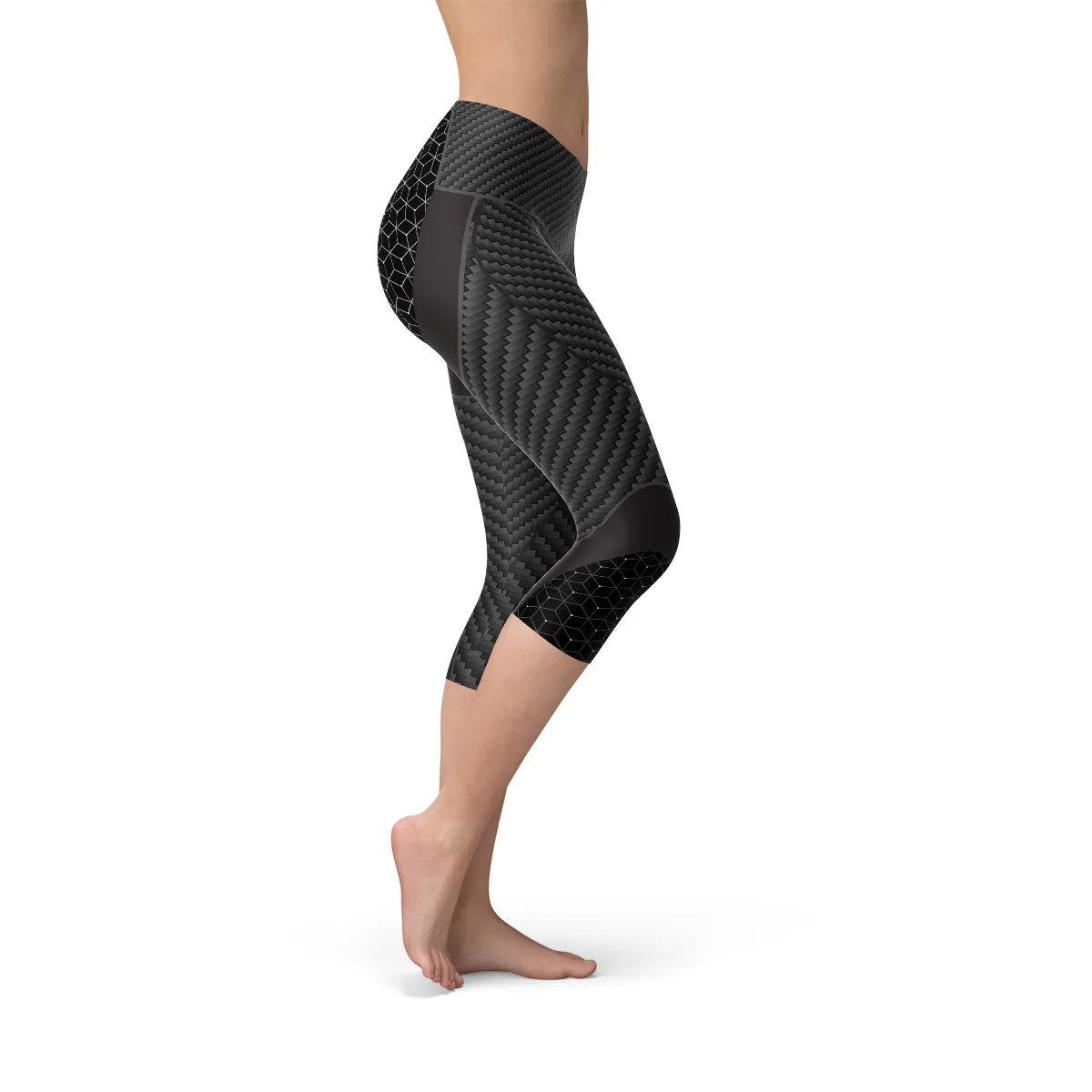 Chic Carbon Fiber Inspired Women's Capri Tights