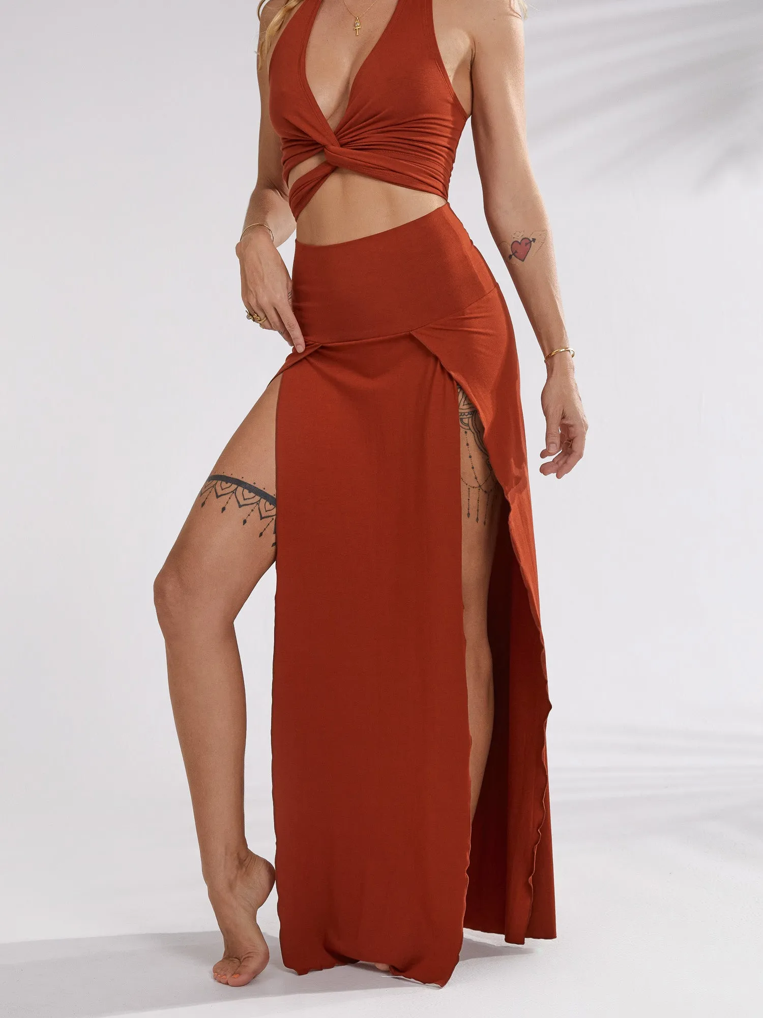 Cleopatra Slit Skirt - Carnelian