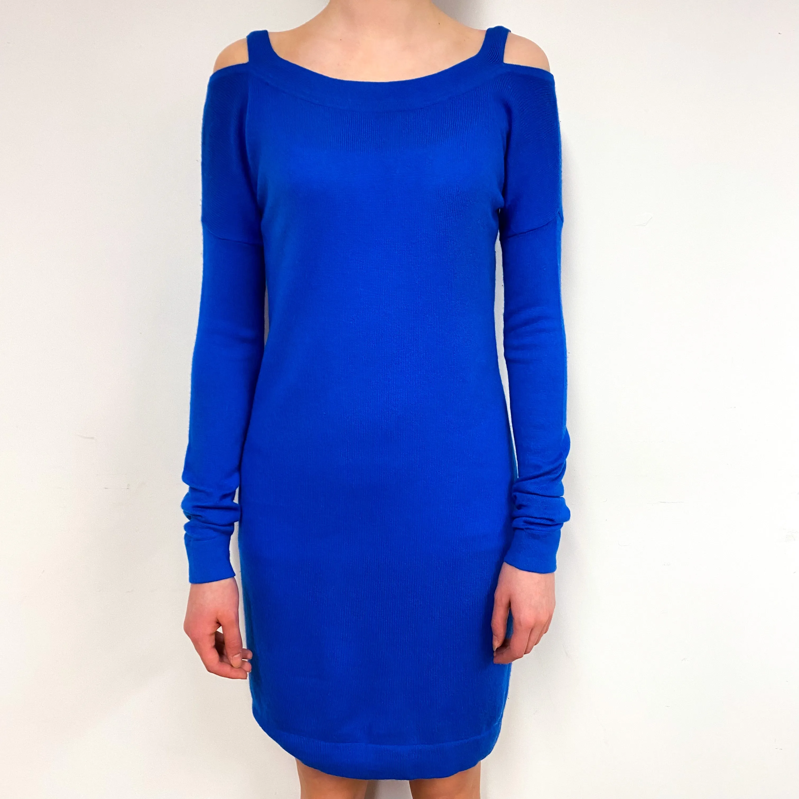 Cobalt Blue Cashmere Cold Shoulder Dress Extra Small