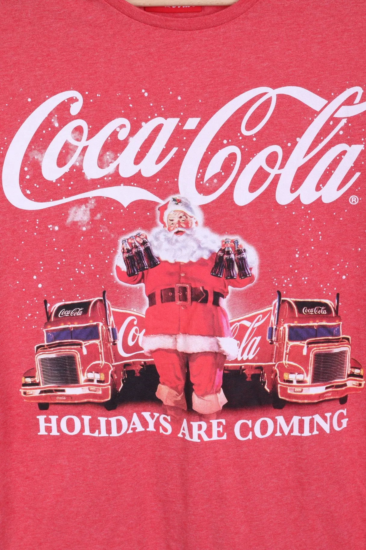 Coca Cola Unisex S T-Shirt Red Santa Crew Neck Cotton