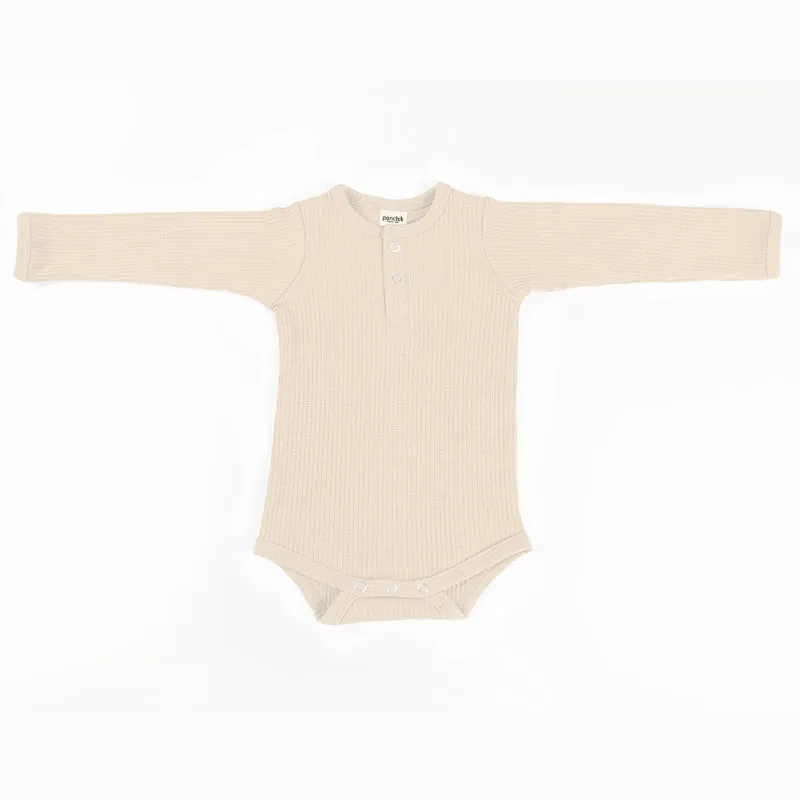 Cotton Rib Baby Bodysuit - Buttermilk