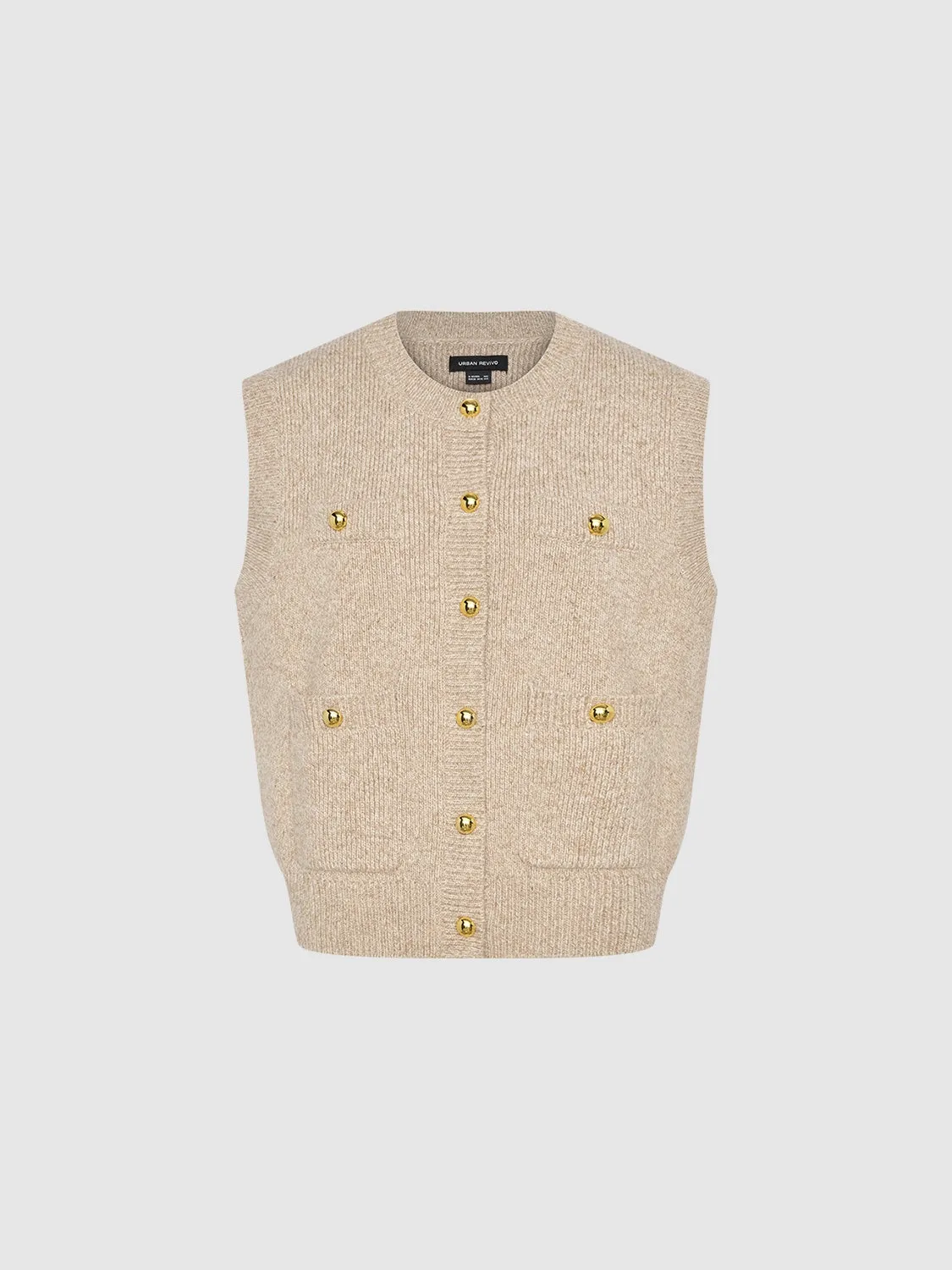 Crew Neck Loose Knitted Vest