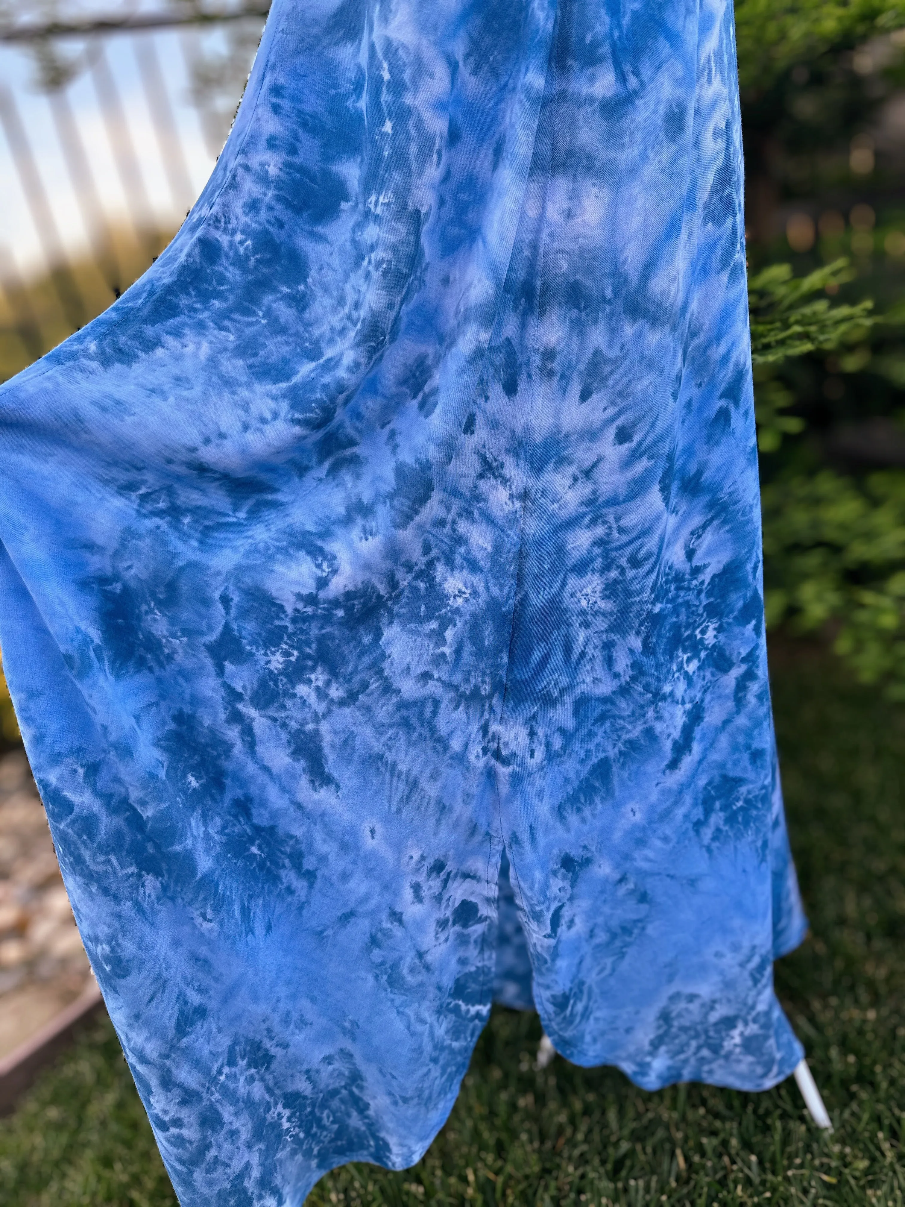 Custom Blue Rayon Dress, Reverse Geode Maxi Dress & Reverse Geode Mini Skirt for Jessica