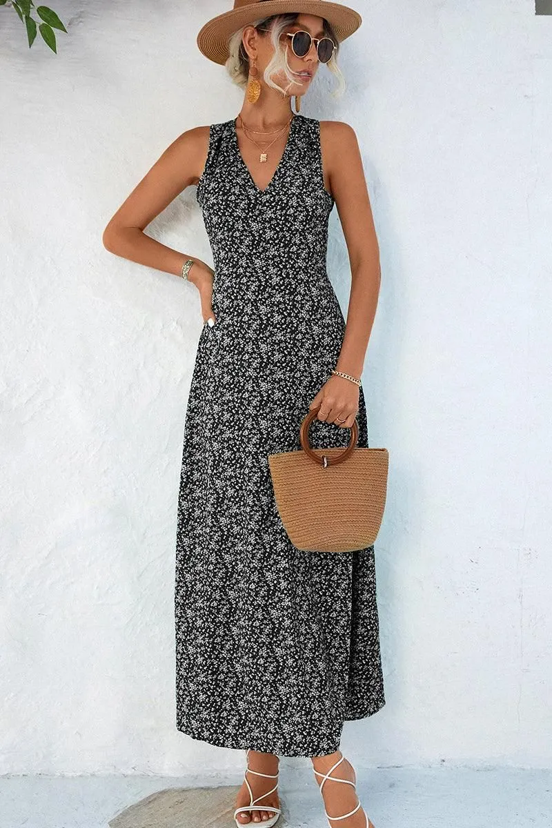 CUT OUT BACK DETAILED PATTERNED WOMEN DRESS