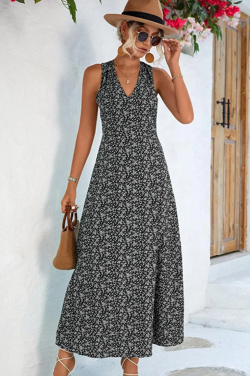 CUT OUT BACK DETAILED PATTERNED WOMEN DRESS