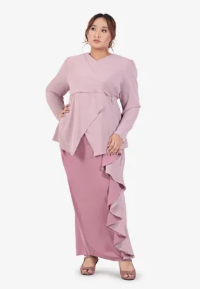 Dafiya Raya Dual Colour Kurung Set - Light Pink