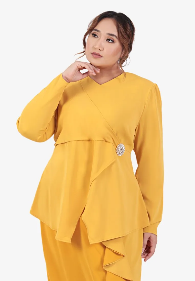 Dafiya Raya Dual Colour Kurung Set - Yellow