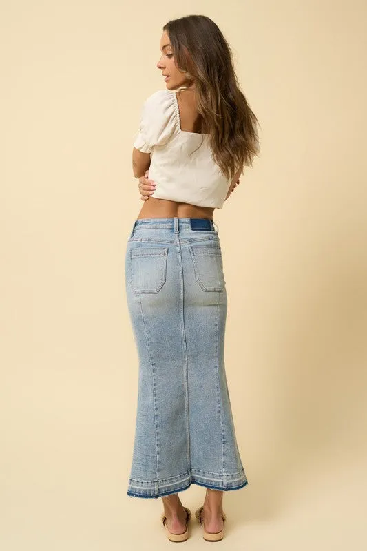 Denim Lab USA MERMAID MAXI DENIM SKIRT