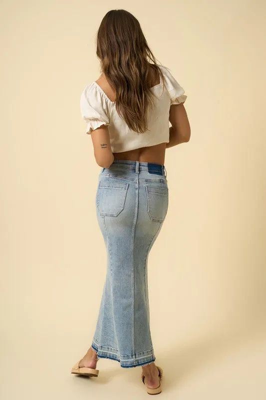 Denim Lab USA MERMAID MAXI DENIM SKIRT