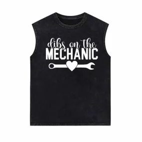 Dibs On The Mechanic Wrench Vintage Washed Vest Top