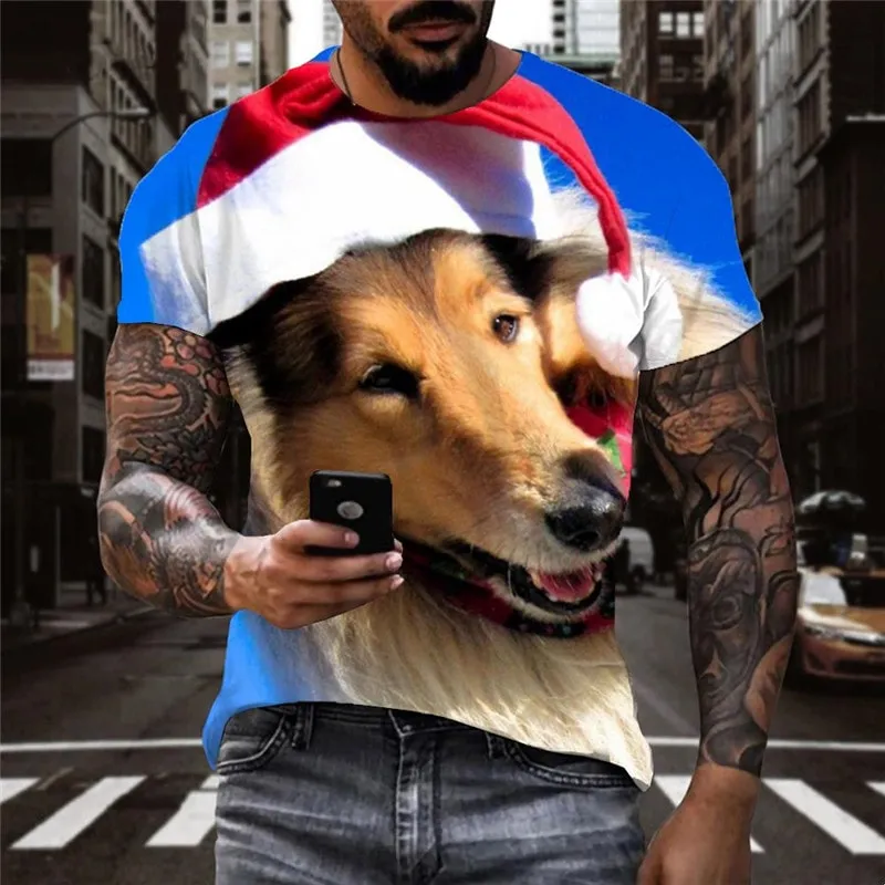 dog tshirt Funny 3D t shirt Puppy Cute animal Cool outfits big Smart dogs men