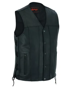 DS161TALL Men's Tall Classic Straight Bottom Biker Leather Vest