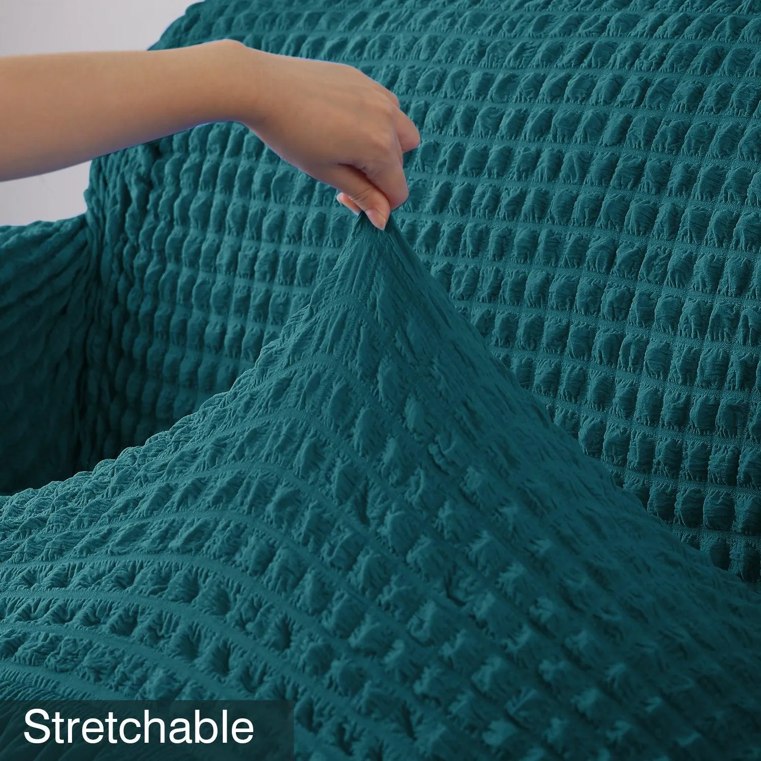 Elastic Stretchable Turkish Bubble Sofa Cover with Frill, Teal