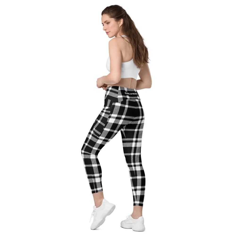 ELEVATED ESSENTIALS, THE PERFECT SIDE POCKET LEGGING BLACK CHECKS