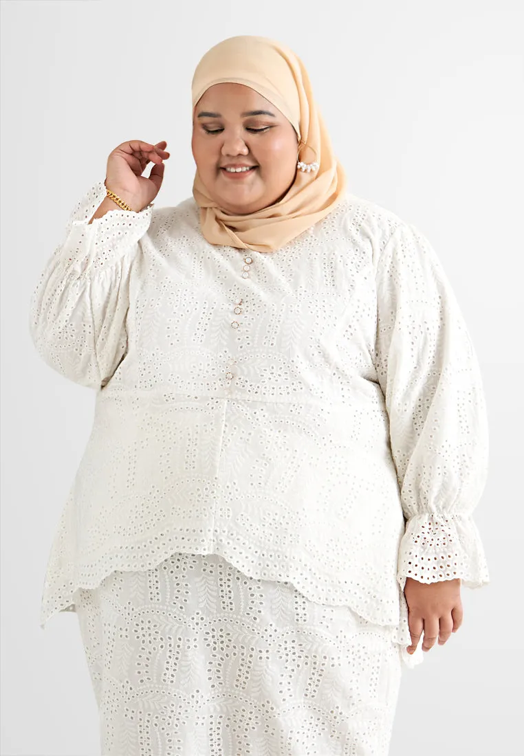 Elia Majestic Eyelet Peplum Kurung Set