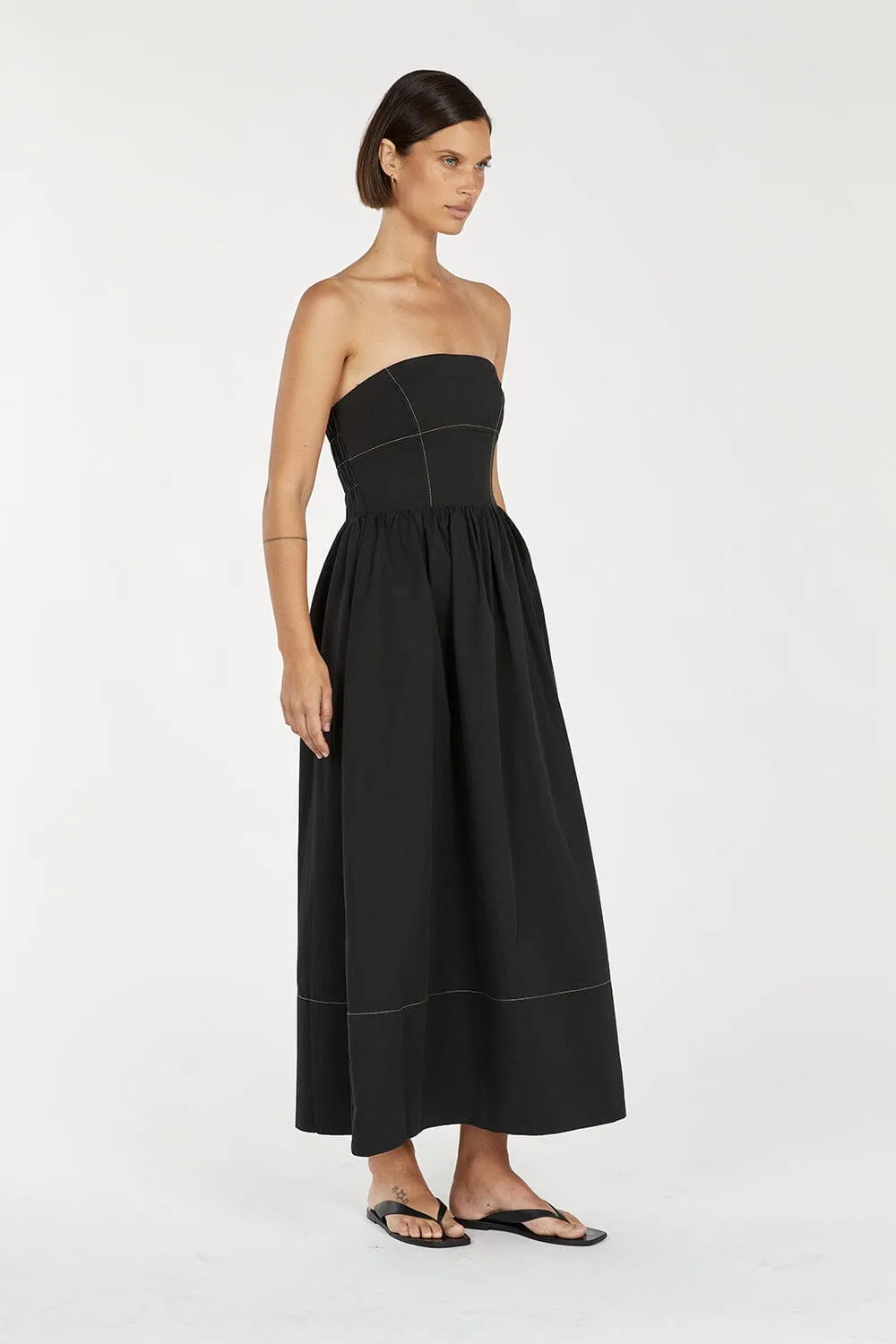 ELIDY BLACK COTTON MAXI DRESS