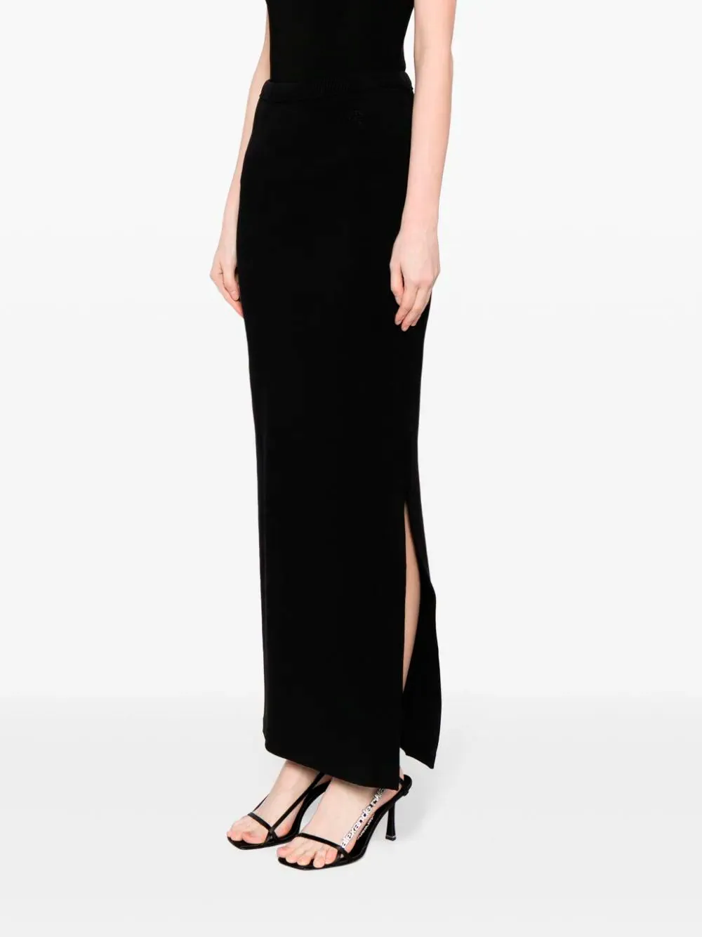 Embossed-logo maxi skirt