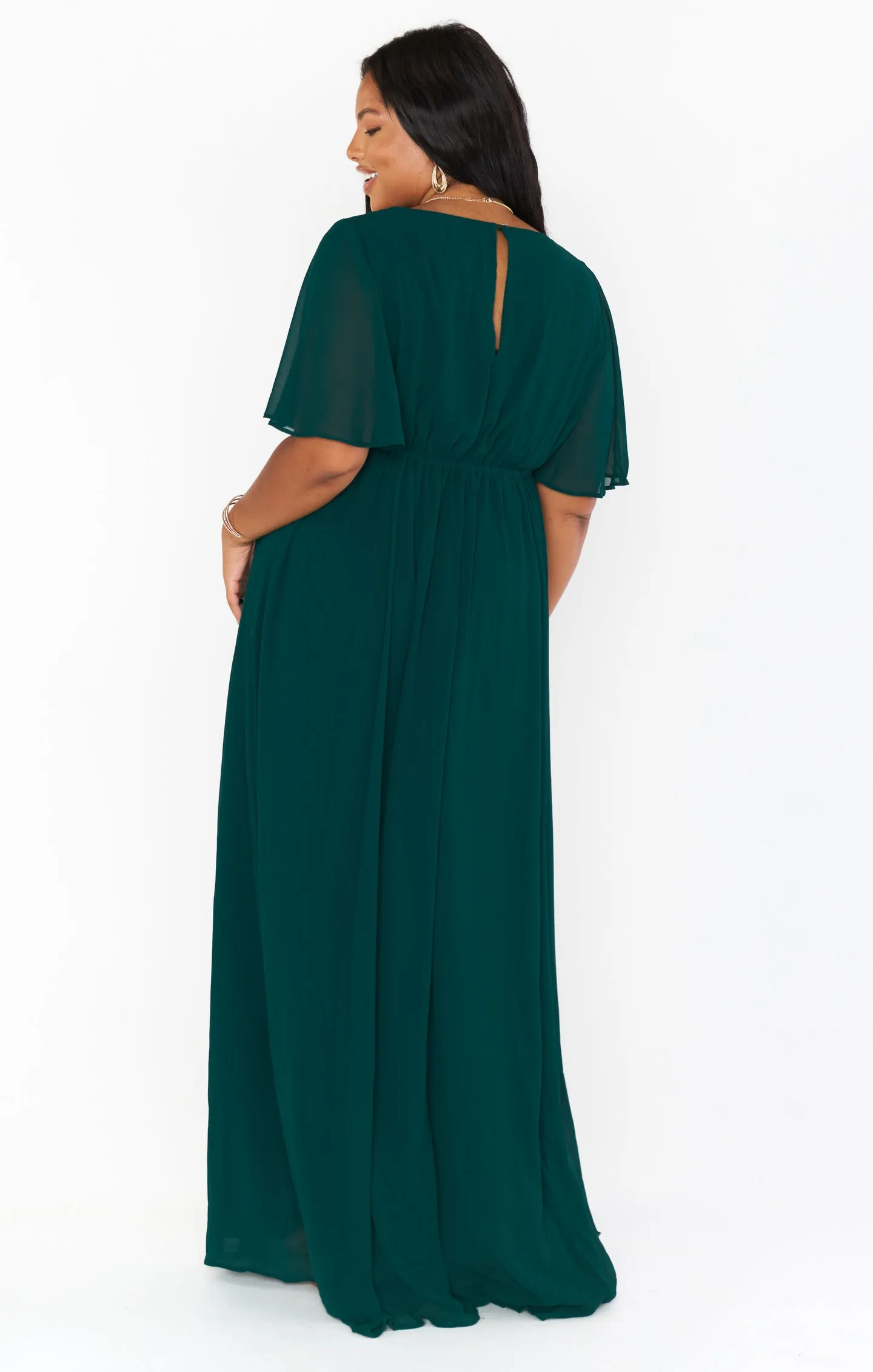 Emily Empire Maxi Dress ~ Emerald Chiffon