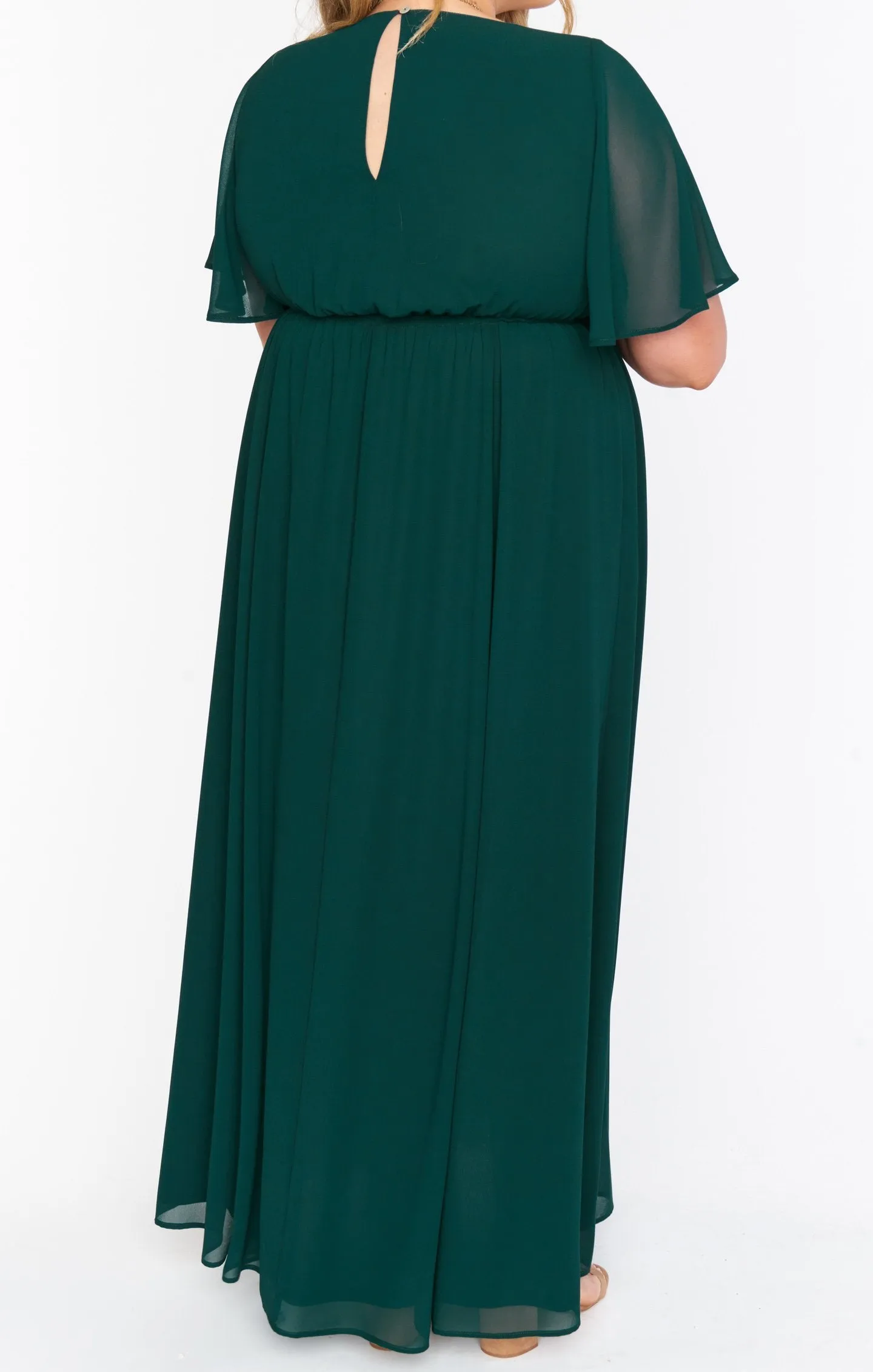 Emily Empire Maxi Dress ~ Emerald Chiffon