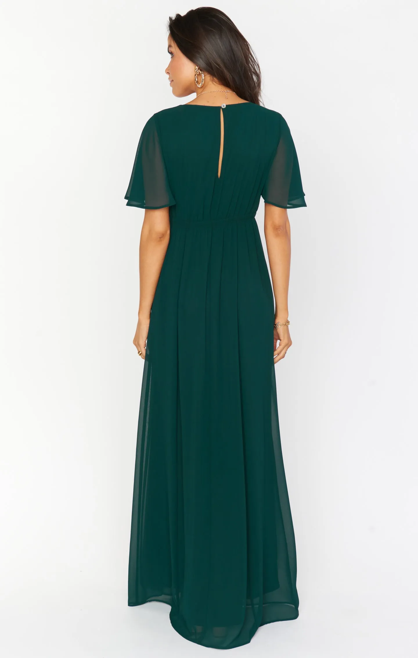 Emily Empire Maxi Dress ~ Emerald Chiffon