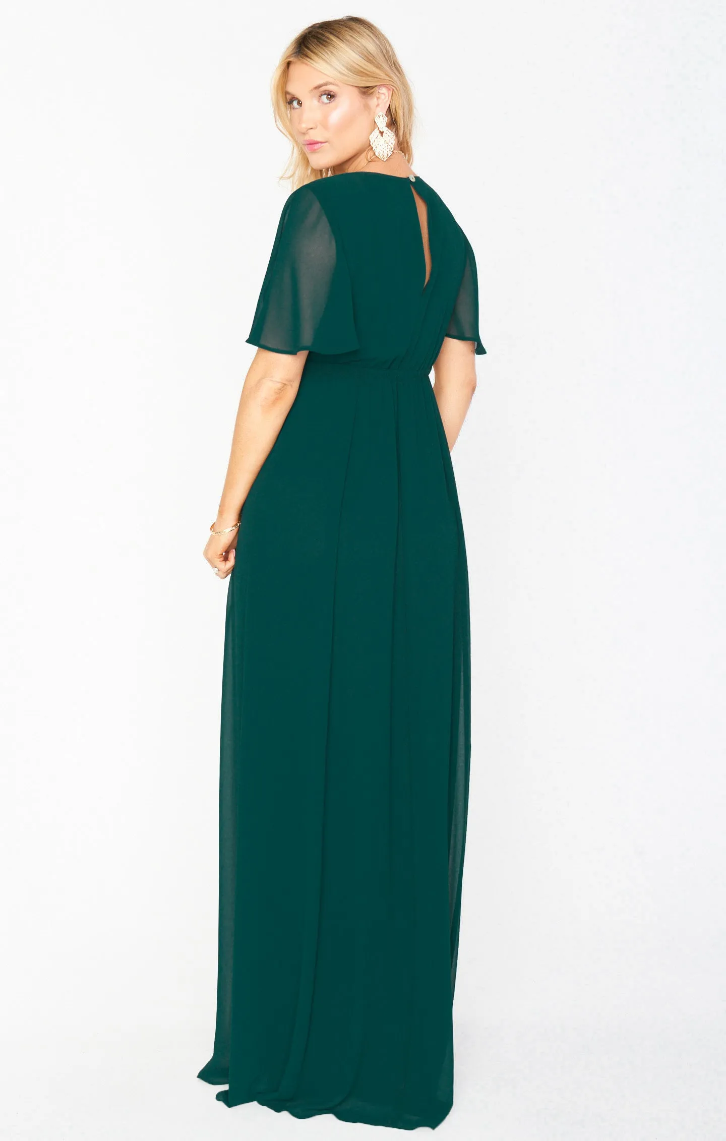 Emily Empire Maxi Dress ~ Emerald Chiffon