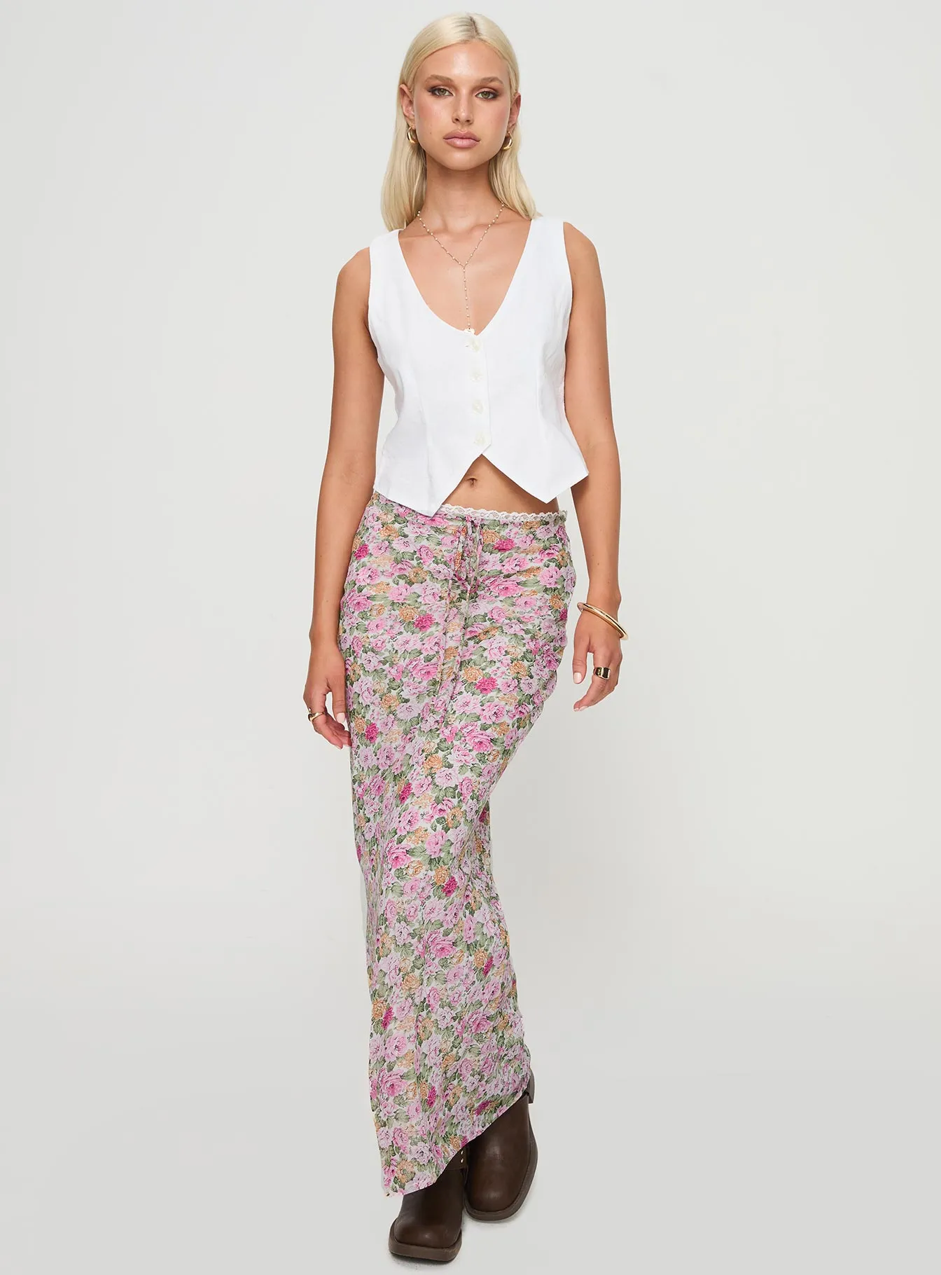 Emily Maxi Skirt Pink Floral