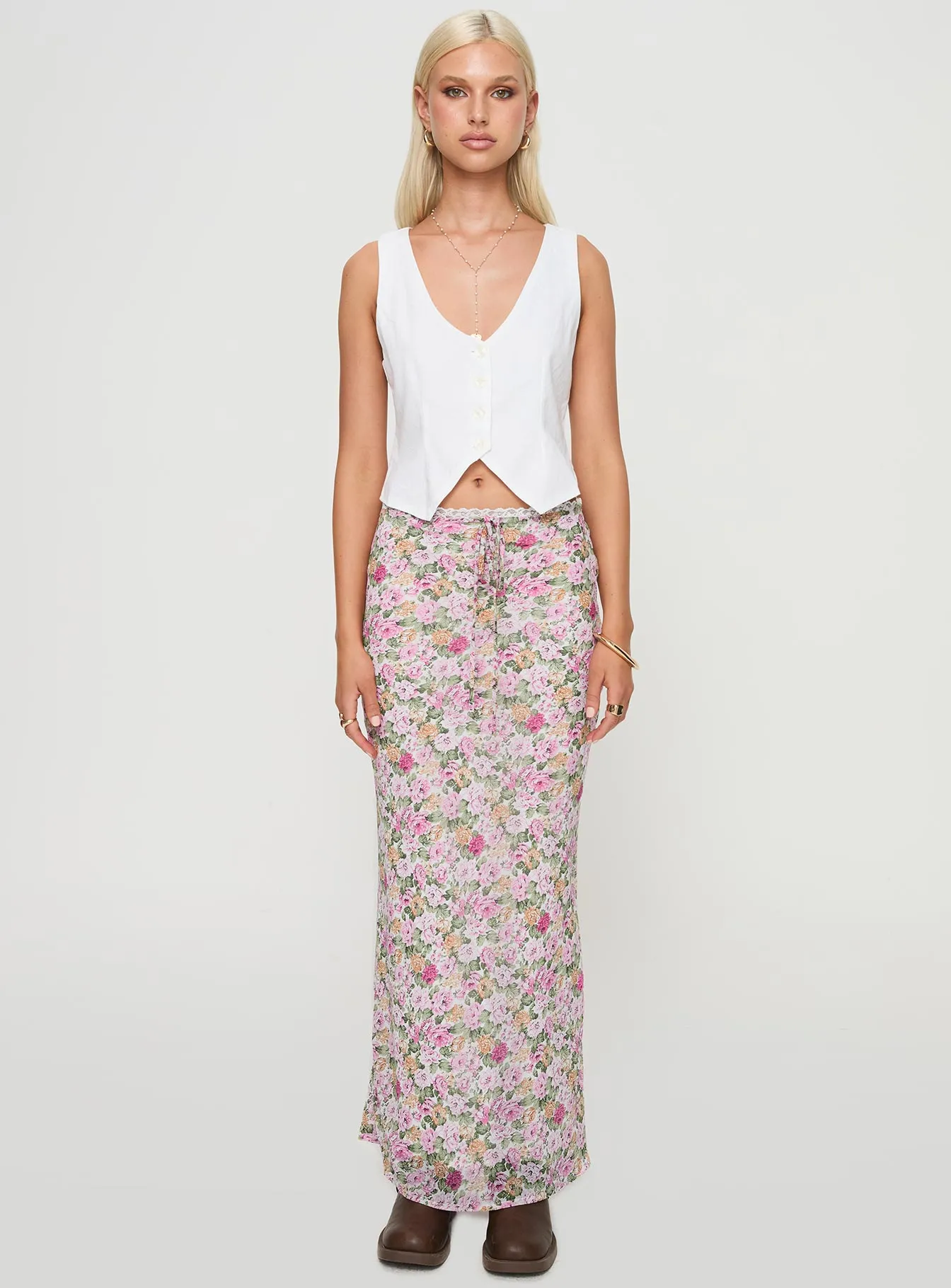 Emily Maxi Skirt Pink Floral