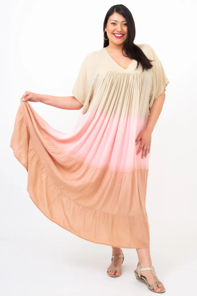 Empress Dress, Tan Dip-Dye