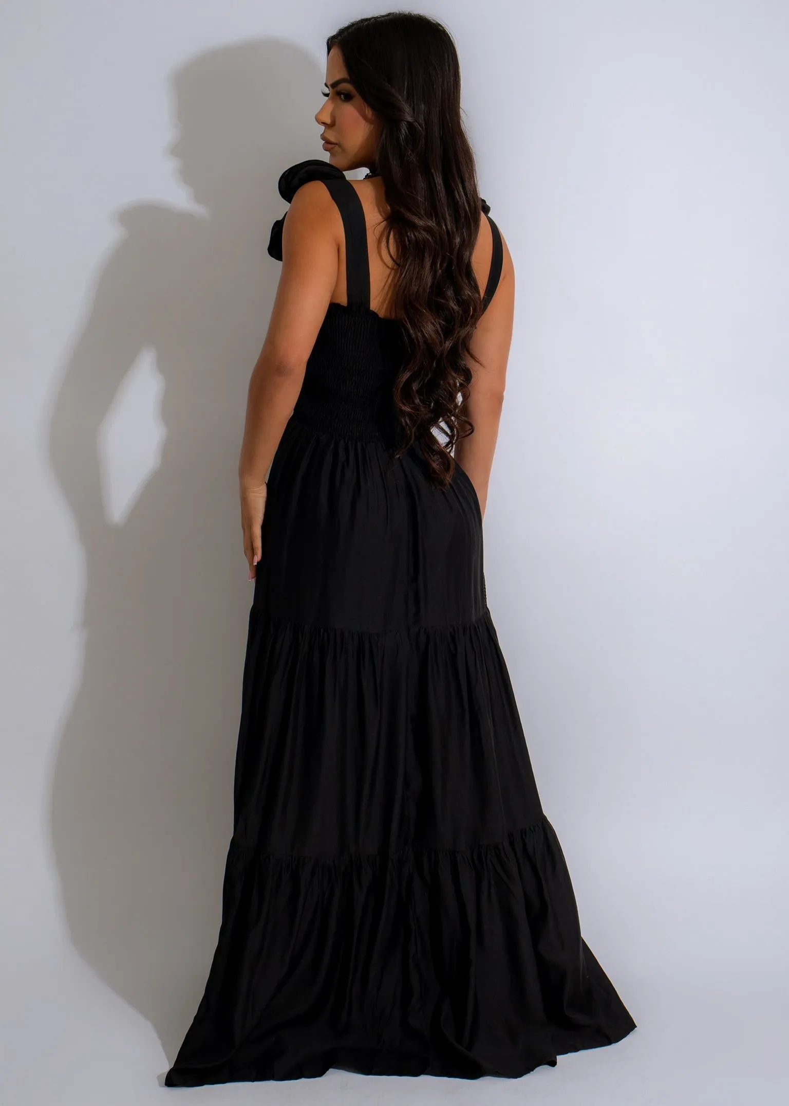 Enchanted Rose Maxi Dress Black