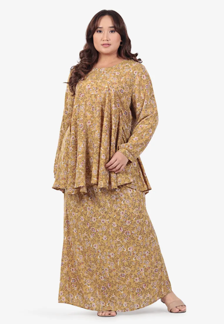 Eshal Raya4All Printed Empire Cut Kurung Set - Yellow