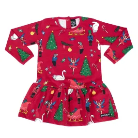 Fairytale Long Sleeve Dress With Dropped Skirt  - Tango - 1 Left Size 9-10 years