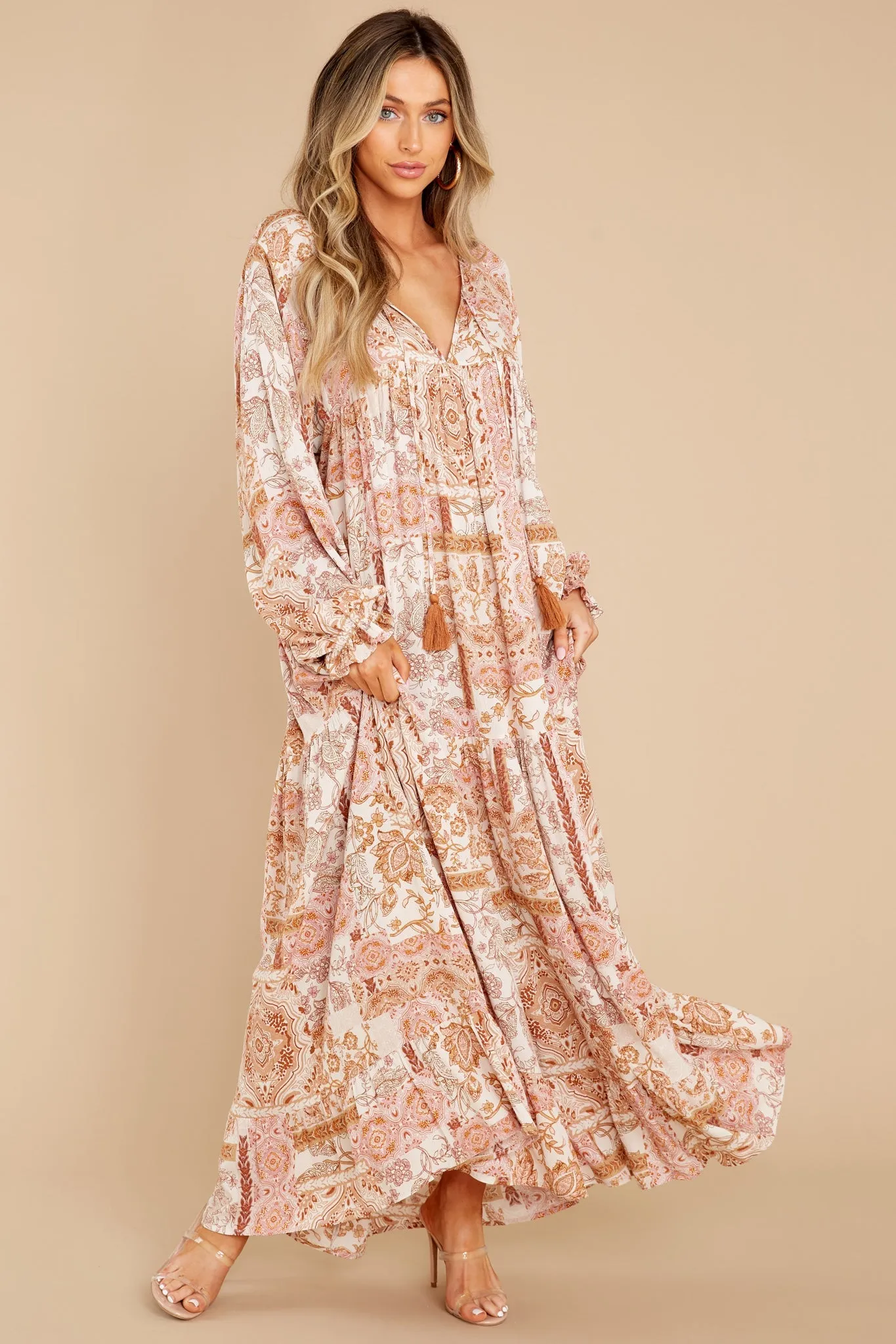 Fields Of Blooms Ivory Multi Print Maxi Dress