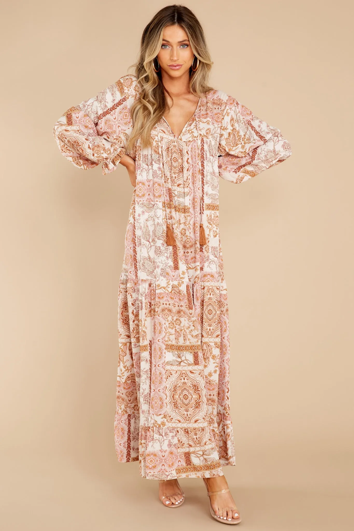 Fields Of Blooms Ivory Multi Print Maxi Dress