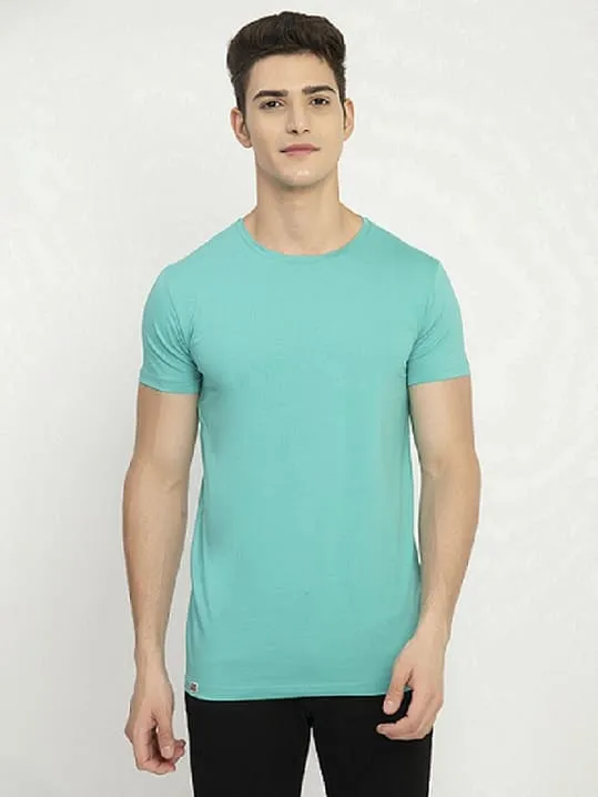 Firozy Blue Plain Round Neck T-Shirt