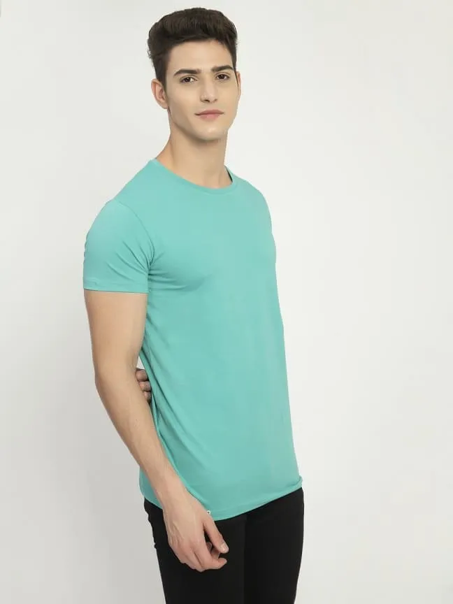 Firozy Blue Plain Round Neck T-Shirt