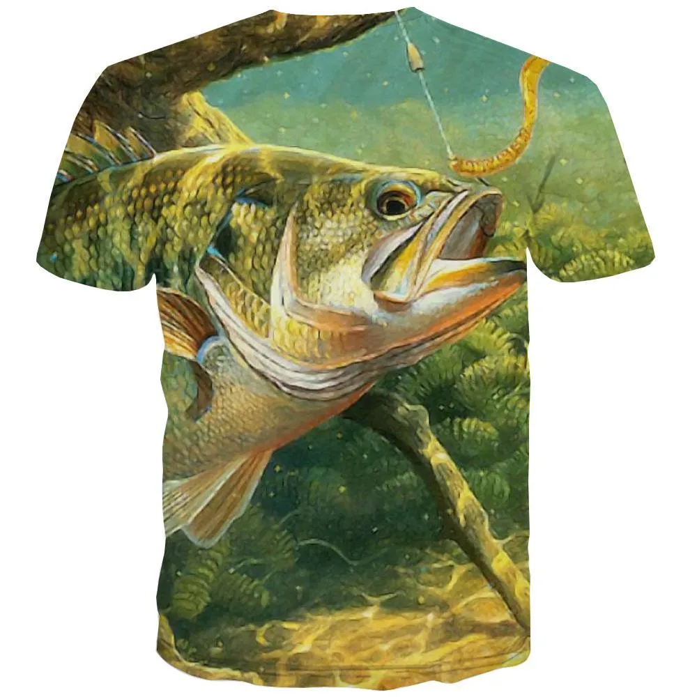 fishing T-shirt Men fish T shirts Funny Bait Shirt Print Short Sleeve Hip hop