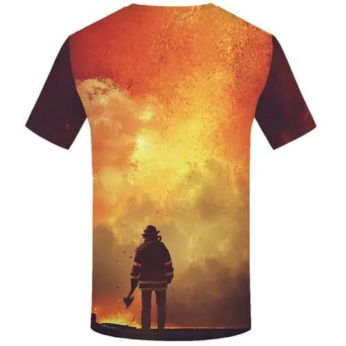 Flame T-shirt Men War Tshirt Anime Character Tshirt Printed Harajuku T shirts Funny Fire Tshirts Novelty Short Sleeve Full Print