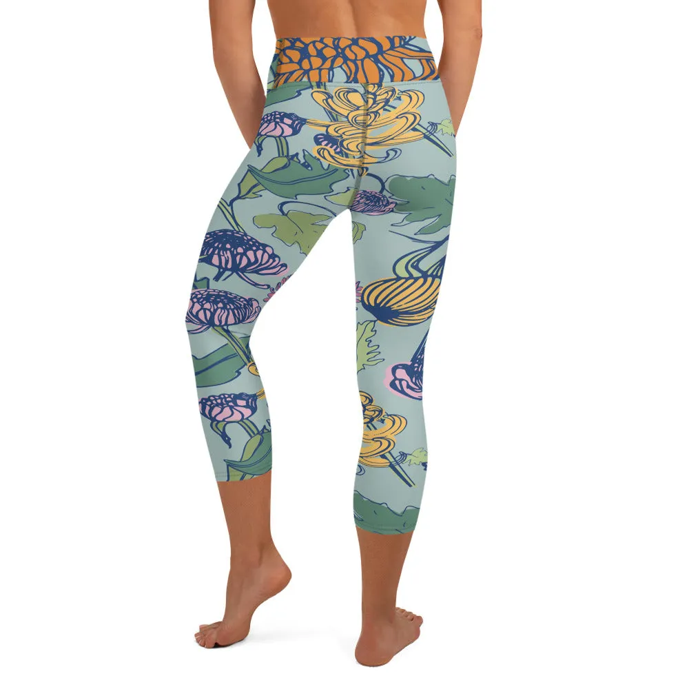 Floral Bloom Yoga Capri Leggings | Exercise Capri Leggings, lioness-love