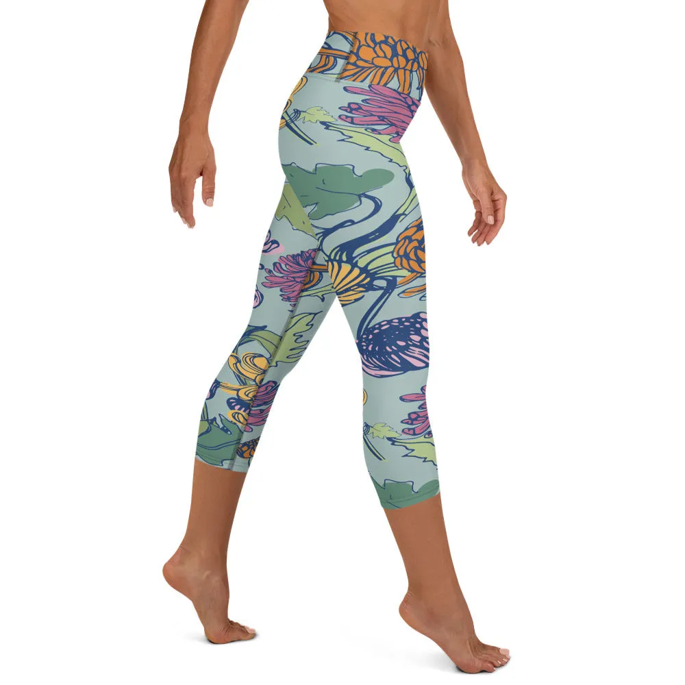 Floral Bloom Yoga Capri Leggings | Exercise Capri Leggings, lioness-love