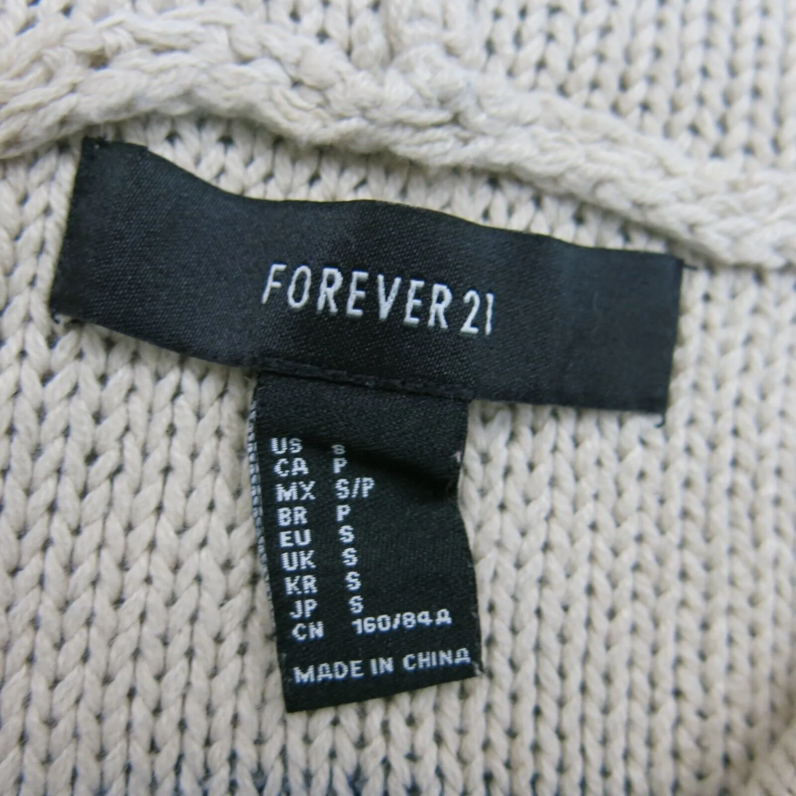 Forever 21 Womens Hooded Vest Sweater Knitted Kangaroo Pockets Beige Red SZ S