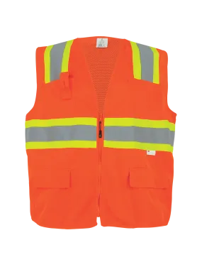 FrogWear® HV High-Visibility Orange Mesh/Solid Surveyors Safety Vest - GLO-004