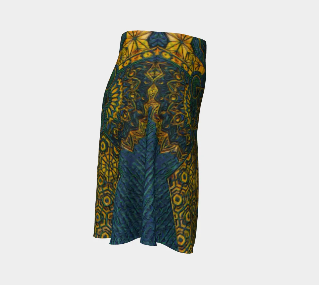 Geometric Gold Green | Flare Skirt | Mil Et Une