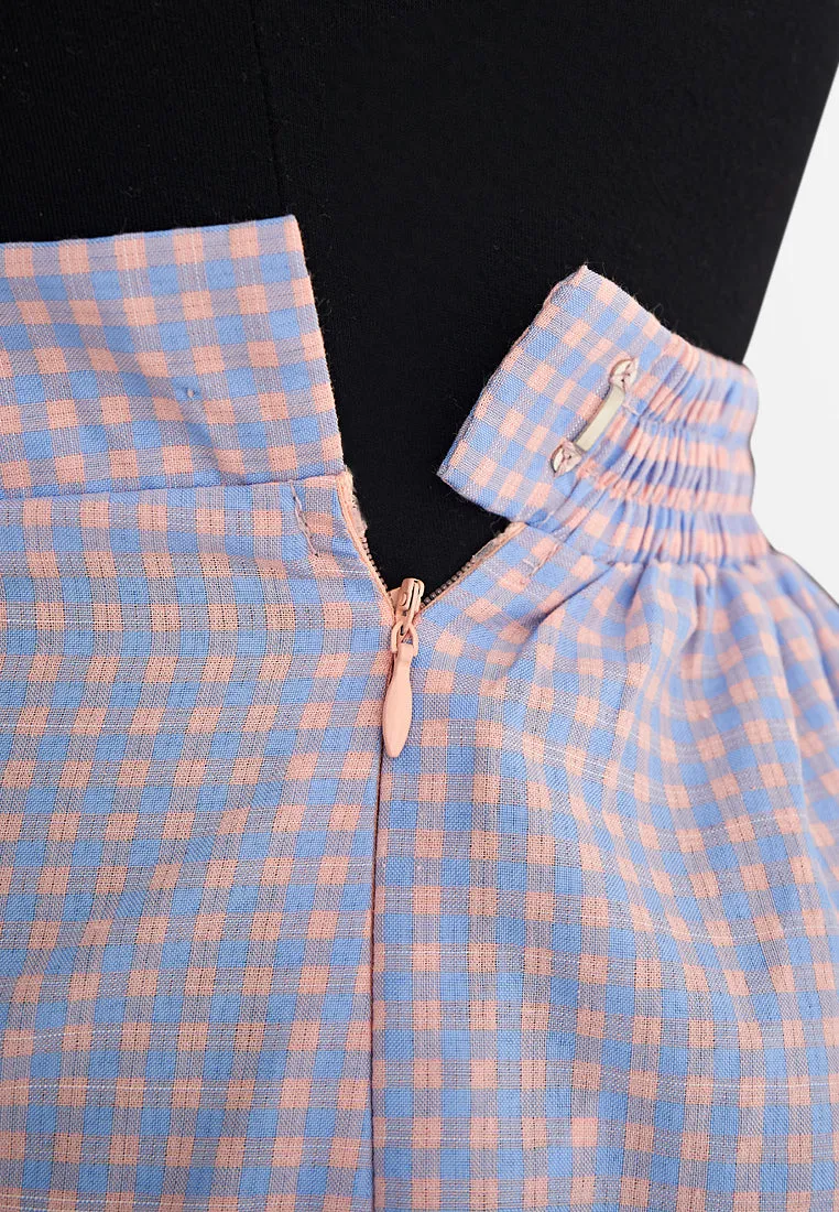 Gigi Gingham Back Fan Long Skirt