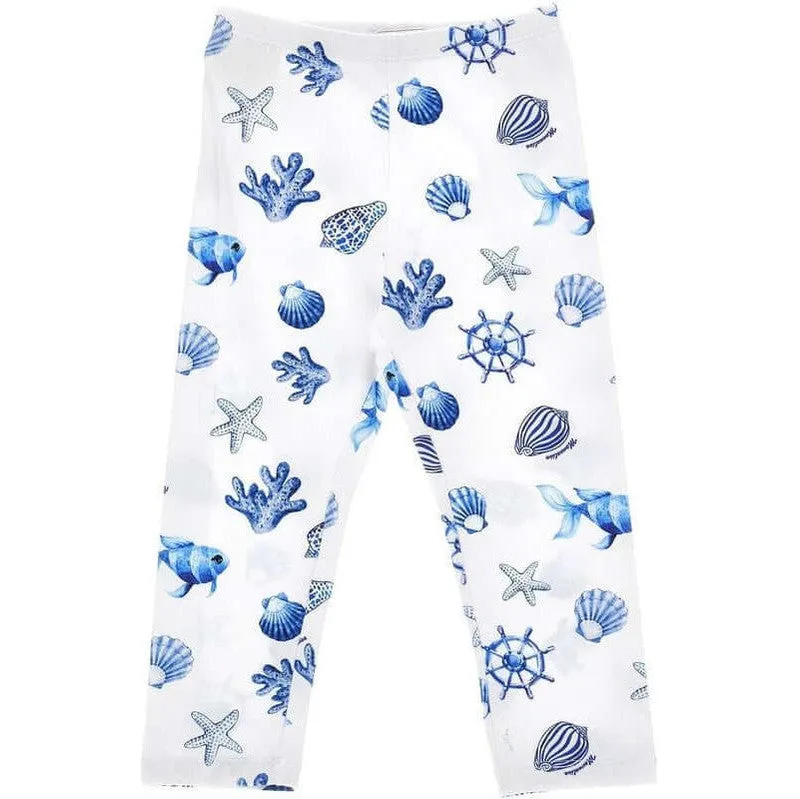 Girls Blue Shell Leggings