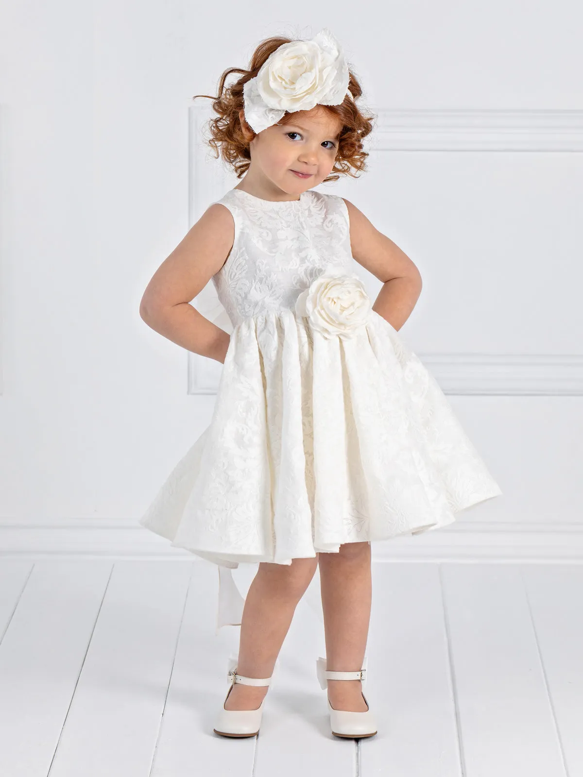 Girl's jacquard linen dress - HAPINESS