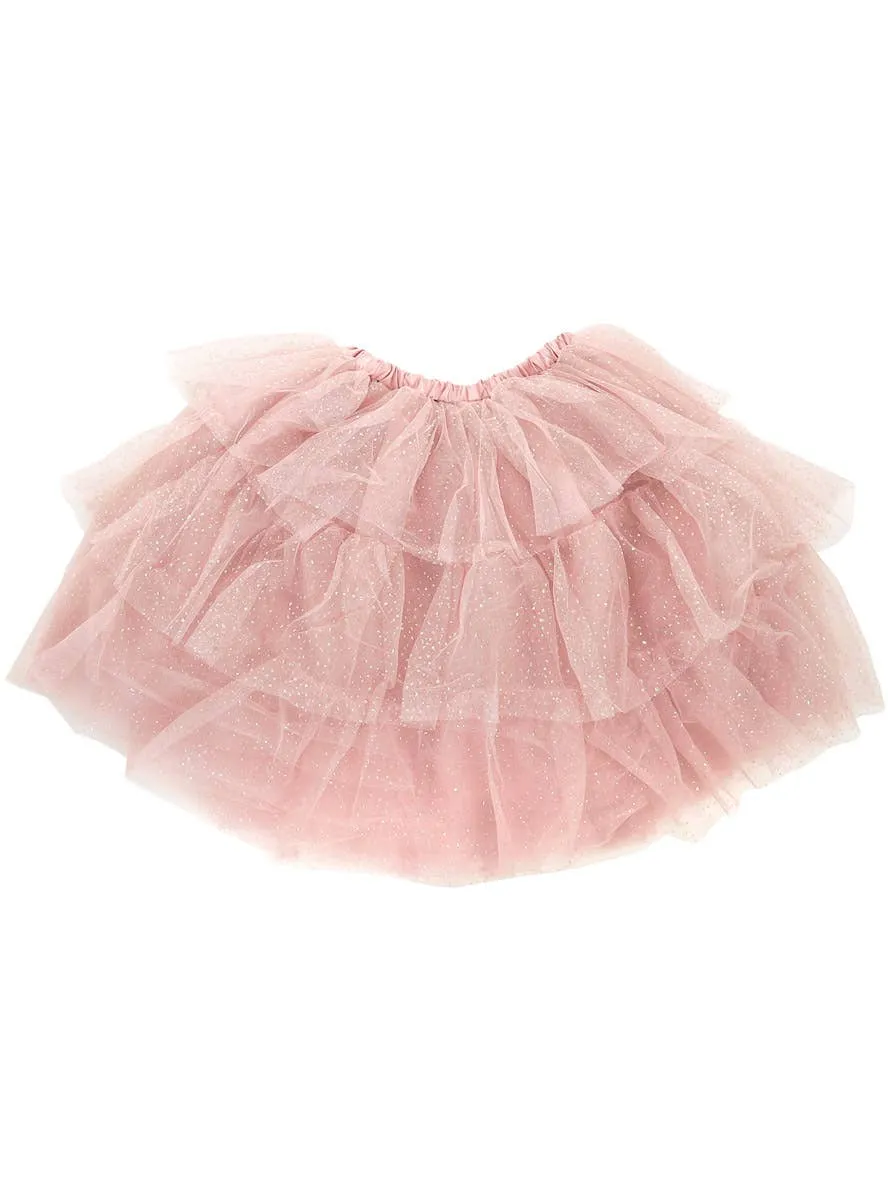 Glittery Blush Pink and Silver Girls Deluxe Tutu