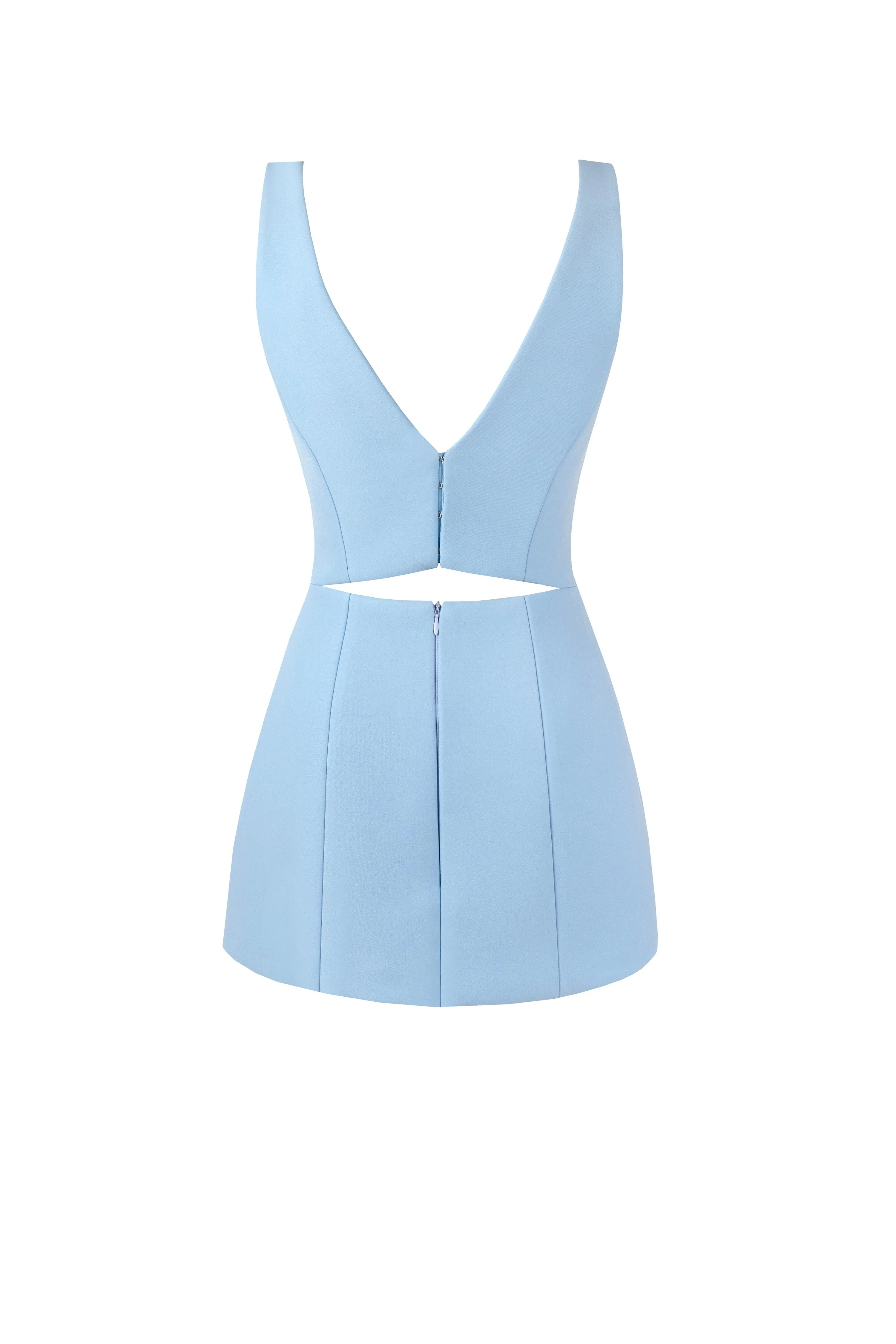 Glossy ultra mini dress in light blue with cutouts