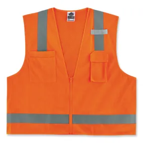 Glowear 8249z-s Single Size Class 2 Economy Surveyors Zipper Vest, Polyester, X-large, Orange, Ships In 1-3 Business Days