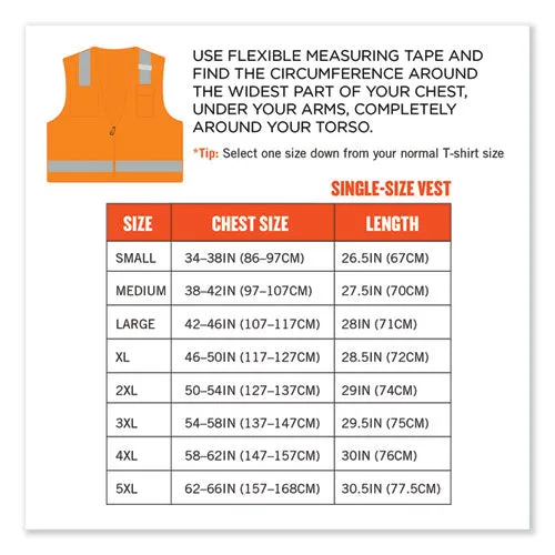 Glowear 8249z-s Single Size Class 2 Economy Surveyors Zipper Vest, Polyester, X-large, Orange, Ships In 1-3 Business Days