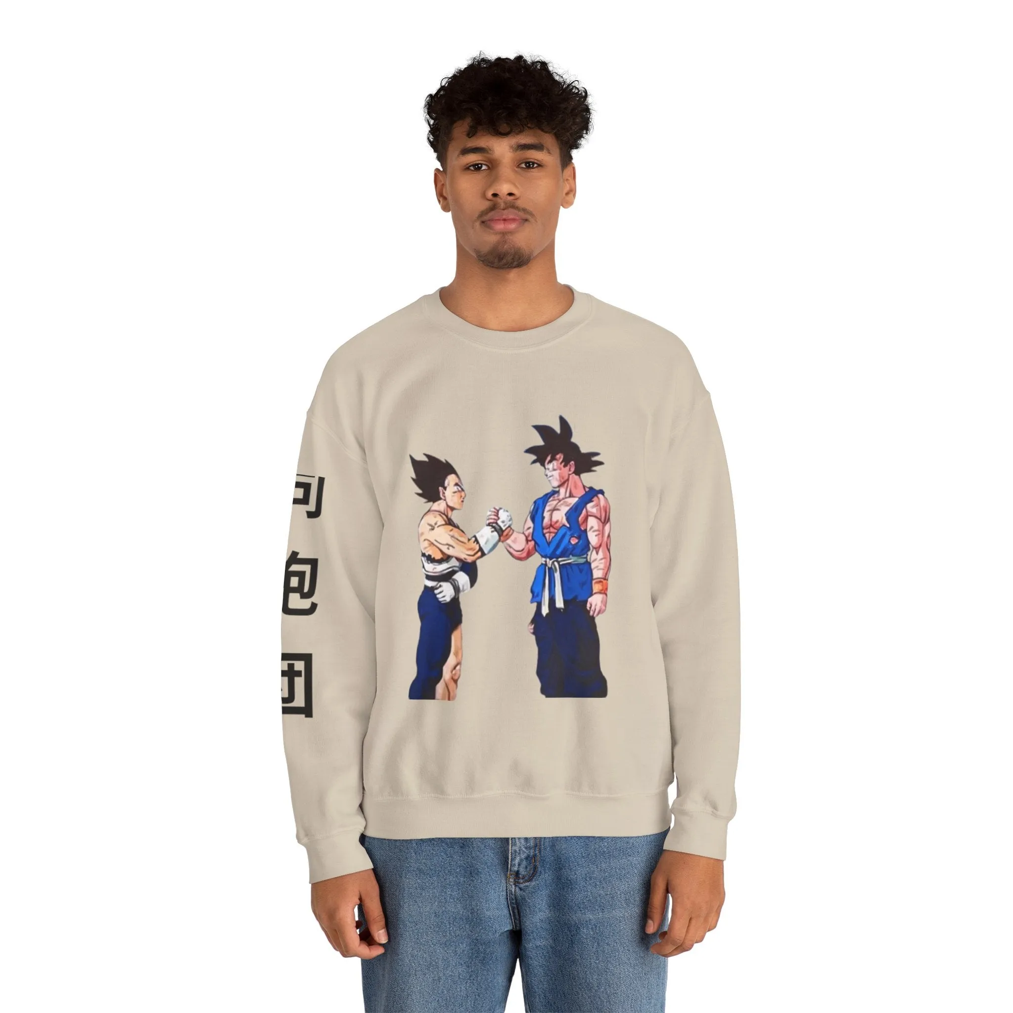 Goku and Vegeta Unisex Crewneck Sweatshirt - Japanese Kanji Brother Design